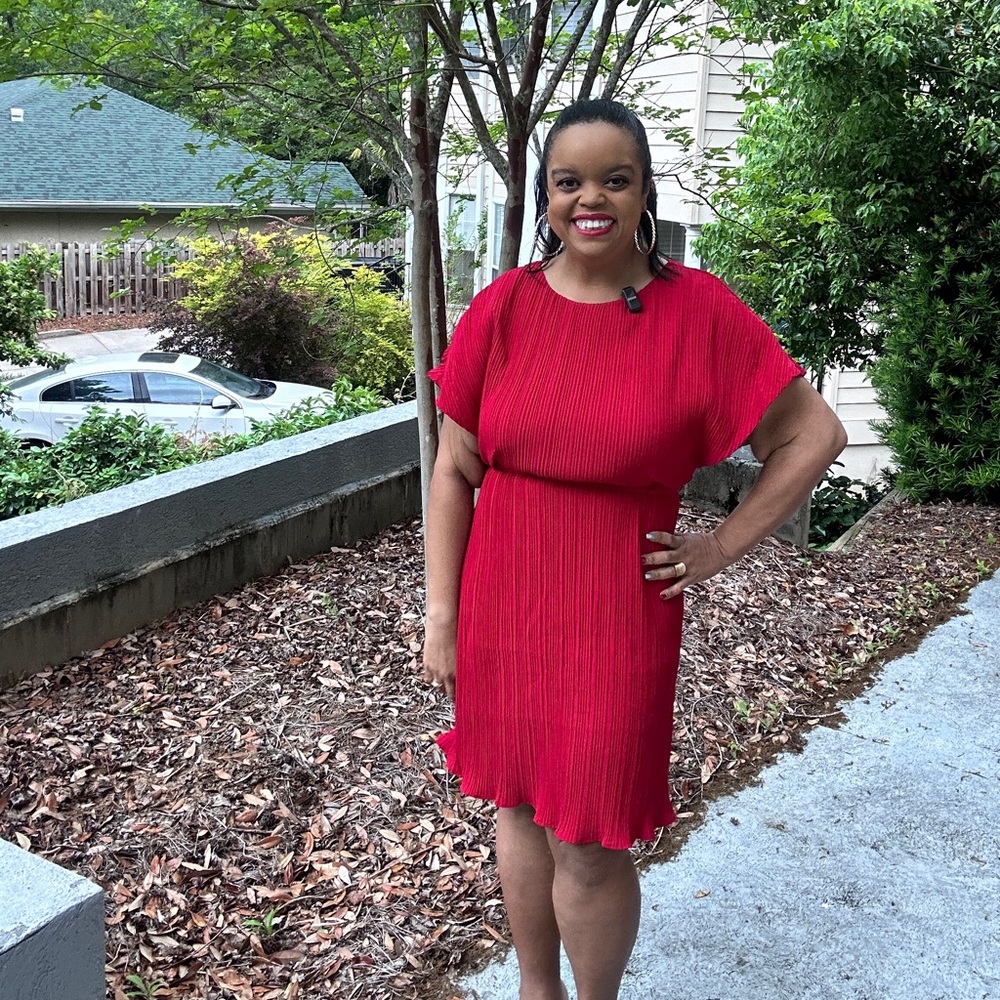 Vibrant Red Pleated Dress DKNY NWT size 4
